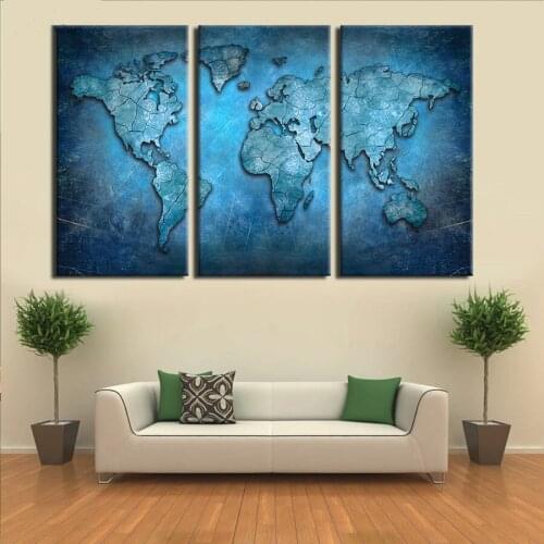 New arrival Large diy diamond painting World Map Abstract Dark Blue full square round drill 5d mosaic picture embroidery 3 pcs