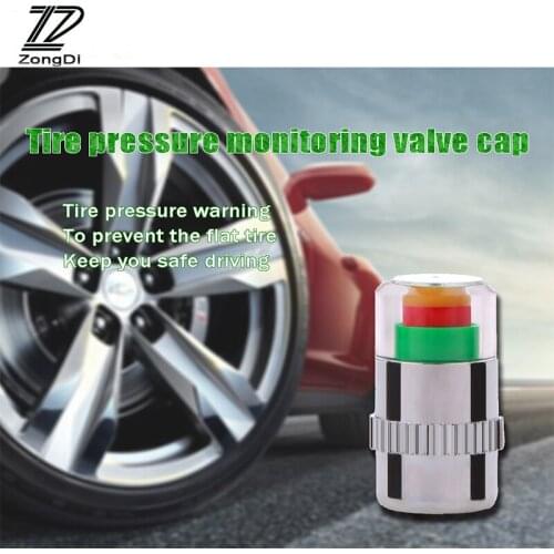ZD 4Pcs Car Warning Pressure Tire Wheel Air Valve Caps Cover For Renault Megane 2 3 Duster VW Touran Passat B6 Golf 7 T5 T4 Fiat