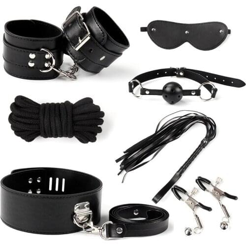 Environmental Protection Leather 7 Pieces of Female Articles Adult Interest Binding Shackle Husband and Wife 7 Pieces of 5 Meter
