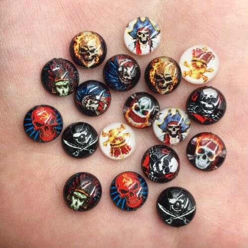 New 80PCS Resin 10mm Mix Colorful Halloween Skull Flat Back Rhinestone applique DIY Christmas Ornaments