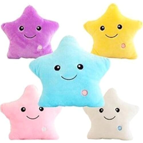A5YC 13inch Interactive Toys Realistic Luminous Star Stuffed Toy Soft Cotton Miniature Star Plush Cushion Bedroom Decorations