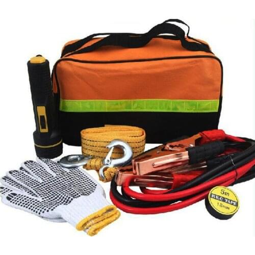 6pcs Car Emergency Kit Rescue Bag Vehicle Truck Toolbox Repair Tool First Aid Flashlight Traction Rope Insulation Tape DJB012
