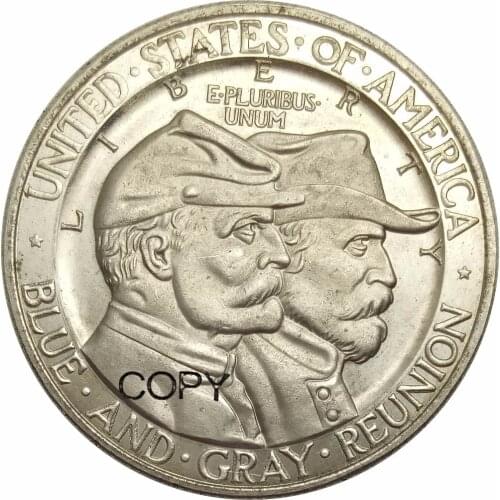 United States Battle of Gettysburg Commemorative Half Dollar 1936 Brass Plated Silver replica coin