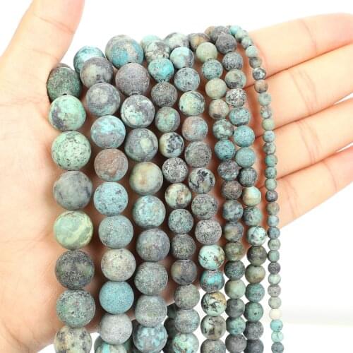 Natural Stone Beads Frosted African Stone Round Loose Beads for Jewelry Making Needlework Bracelet DIY 4/6/8/10/12 MM