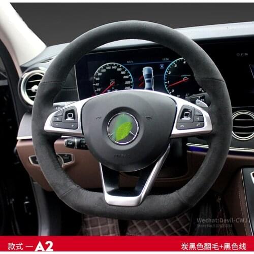 Real Alcantara steering wheel cover for Benz A C E Class GLA GLB GLC GLS GLE B GLK hand-stitch suede grip car accessories