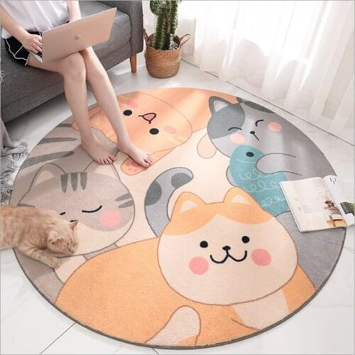 Childrens Round Carpet Lamb Plush Home Living Room Bedroom Anti-skid Rugs Home Decoration Cartoon Kid Crawling Mat Game Pad