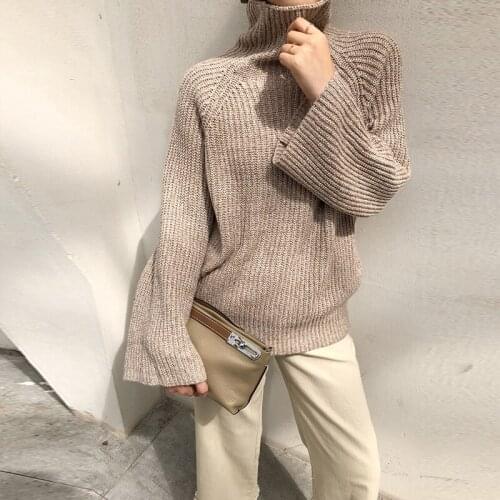 Elegant Turtleneck Women Knitted Sweater Pullover Long Sleeve Casual Loose Sweaters Female Autumn Winter Warm Jumper Pull Femme