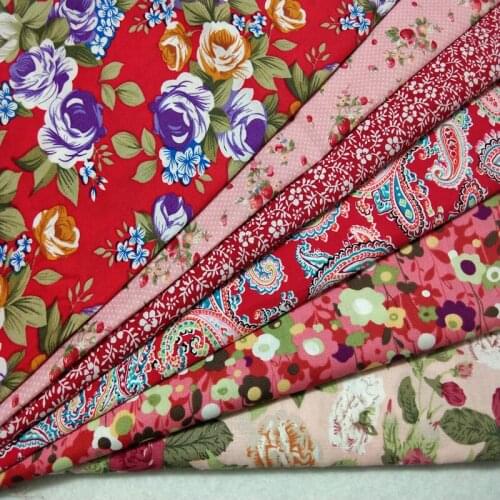 Royal Red Blooming Flower Printed Cotton Poplin Fabric Floral Poplin Fabric 50x145cm Baby Cloth Dress Patchwork Home Decoration