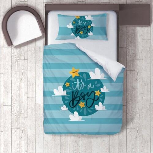 Duvet Cover Set Bedding Set Pillow Case for Baby and Kids Room 3D Printed Blue Boy Star Model 1358