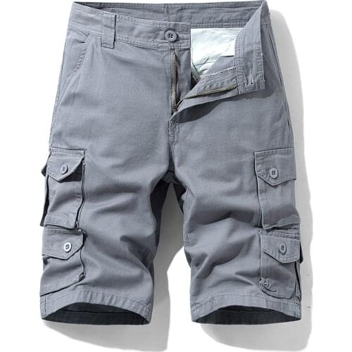 2021 Mens Multi-pocket Cargo Shorts Fashion Casual Shorts Pants Mens Sportswear Pure Color Mens Trendy Bottoms