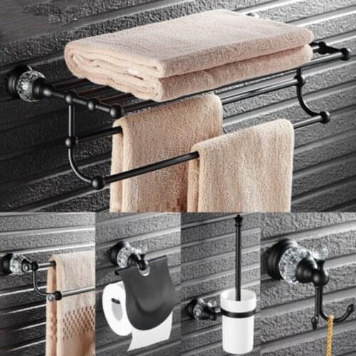 Clear Crystal Black Bathroom Accessories Sets Antique Oil Rubbed Bronze Bathroom Accessories Solid Brass Bathroom Hardware