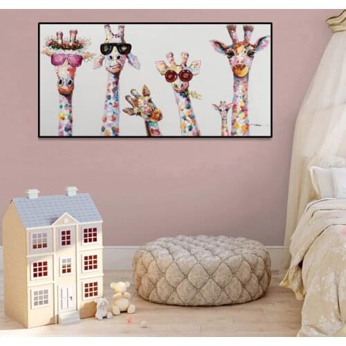 Wall Art Decor Canvas Painting Cute Cartoon Giraffes Poster Print Canvas Art Pictures for Childrens Room Nordic Home Decor
