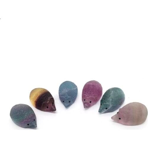 Natural crystals healing stone rainbow fluorite carved crystal gem hedgehog for decoration gift