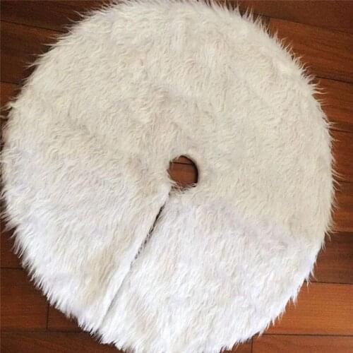 2021 New Christmas Tree Plush Skirt Snowy White Luxury Faux Fur Xmas Tree Mat for Holiday Decoration 78cm