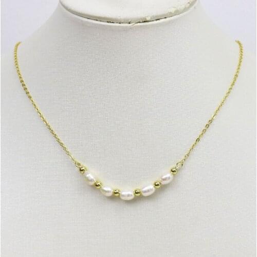 10 Strand Colorful Beaded Necklace Freshwater pearls necklace Gold color Chain Handmade pearls necklace Elegant Necklace 9972