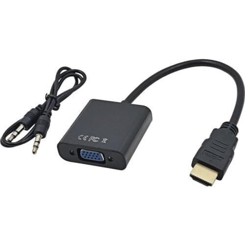 100pcs HDMI to VGA Converter Adapter Male to Female with Audio Cable for Xbox 360 for PS3 Laptop for HDTV Displayer