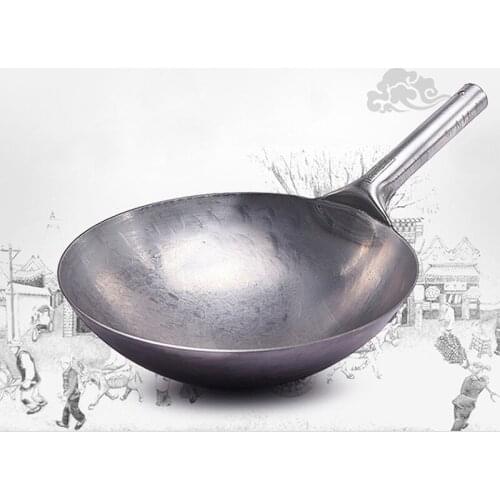 Authentic Chinese Wok Traditional Hand-forged Non-stick Iron Woks Thickened Uncoated Pre-adjusted Carbon Steel Cooking Pot