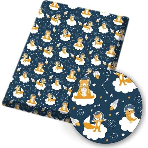 Printed Polyester Cotton Fabric Sheet Cartoon Fox Bear Cloth Fabrics By The Yard For DIY Handmade Bag Needlework Sewing 45*145cm