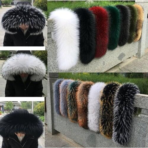 Natural Raccoon Fur Collar For Women Down Jacket General Real Fur Collar Extra Large Warm Fur Scarves Fashion Girls Party Shawl