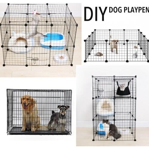 Foldable Pet Playpen Iron Pet House Dog Kennel Crate Metal Enclosure Bench Fence Indoor Outdoor