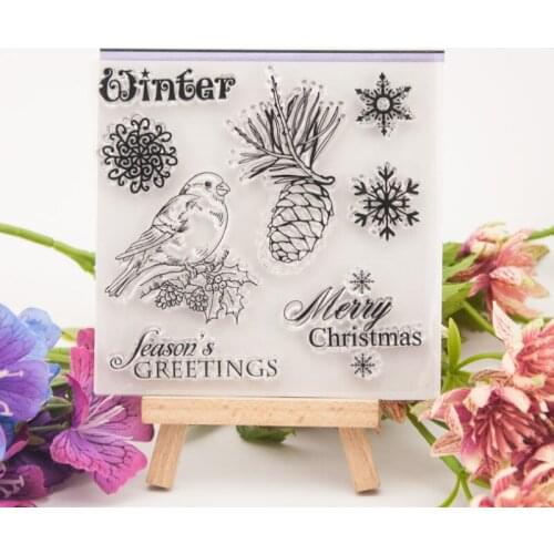 Pine Cone Snowflake Transparent Clear Silicone Stamp Seal Cutting DIY Scrapbook Rubber Coloring Embossing Diary Decor Reusable