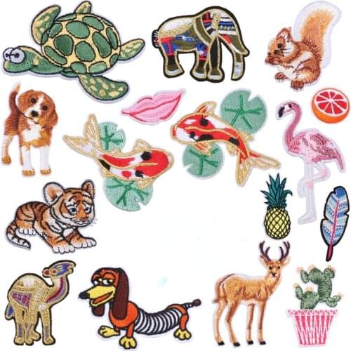 Cartoon Animals Embroidery Cloth Stickers Elephant Iron on Patch Thermo Adhesive Label Carps Patches Bags Clothes Appliques