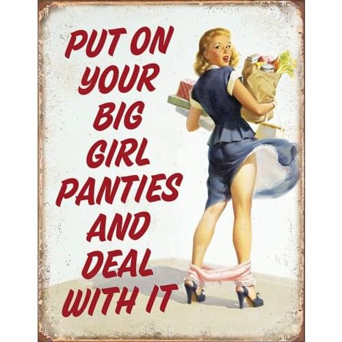 Desperate Enterprises Big Girl Panties Tin Sign, 12.5" W x 16" H