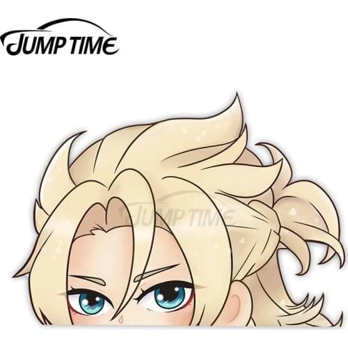 JumpTime 13 x 6.9cm For Genshin Impact Albedo Peeker Vinyl Car Wrap Decal Funny Car Stickers Car Body Sunscreen 3D Decoration