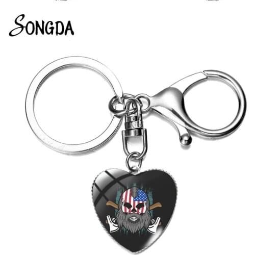 Vintage Viking Valknut Prayer Heart Keychains Raven Banner Viking Flag,Odin Fish Glass Gem Lobster Clasp Key Ring Chain Gifts