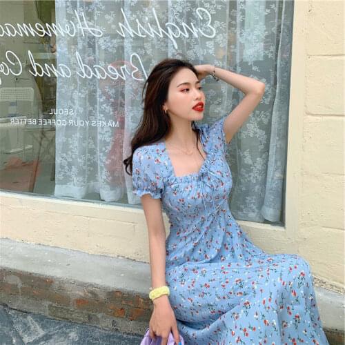 Cotton Floral Print Women Long Dress Summer 2021 Casual O-Neck A-line Split Elegant Short Sleeve Vestidos Robe Femme Sundress