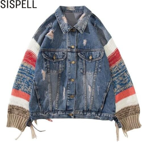 SISPELL Patchwork Colorblock Coats For Female Lapel Collar Long Sleeve Loose Womens Casual Coat Fashion Streetwear New 2-21