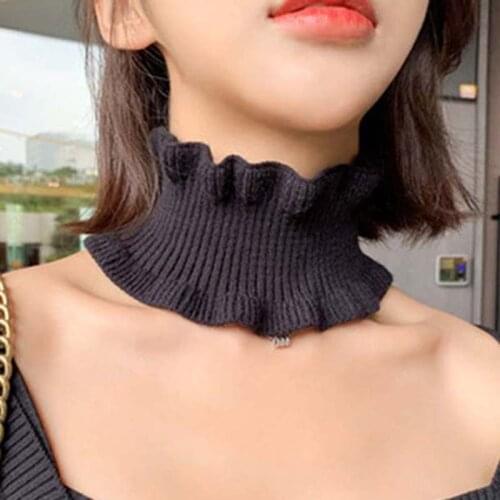 Winter Cashmere Thin Bib Pullover Women Wool Knit Fake Collar Ring Neck Scarves Fashion Lace Elastic Windproof Warm Scarf h37