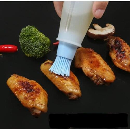 1/2PCS Portable Silicone Oil Bottle With Brush Baking Culinary BBQ Basting Pastry Kitchen Baking Honey Gadgets Barbecue Tool