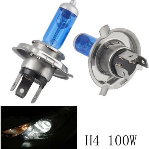 2X H4 9003 Xenon Ultra White 100W 12V 5000K Bright Halogen Headlight Bulb Lamp