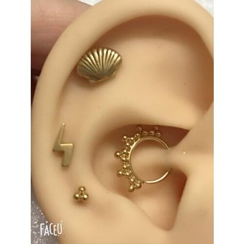 4pc/set stainless steel 16G Trinity Lighting Seashell labret lip 20G Segment ring tragus daith helix conch cartilage earring
