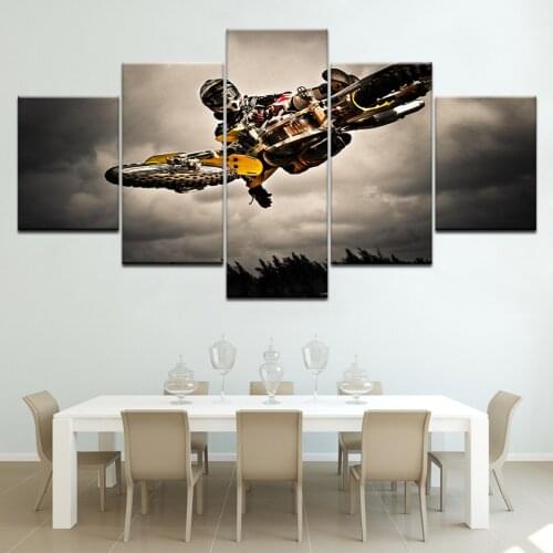 No Framed 5Pcs Rear View Motocross Posters Wall Art Canvas Pictures HD Paintings Living Room Home Decor Accessories Decoration
