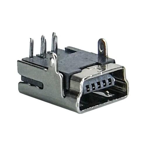 50/100 pcs/lot USB Flat Edge DIP 5 Pin 2 Feet Connectors Female MINI USB Connector Port Jack Sockect Terminals Tail Plug