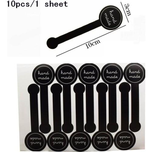 5000PCS Adhesive Long Style "HAND MADE" Black Handmade Cake Packaging Sealing Label Kraft Sticker Baking DIY Gift Stickers
