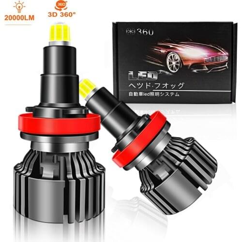 H1 H11 360 H7 H8 20000LM HB3 HB4 Bulbs 9012 HIR2 9005 9006 8 Sides Canbus Car Headlight LED Fog Light 120W 6000K Auto Headlamp