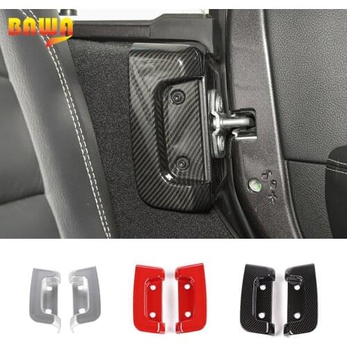 BAWA Interior decoration of rear door lock soft carbon fiber pattern Decoration Cover Accessories For Jeep Wrangler JL 2018