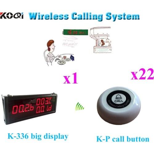 Wireless Service Bell System Ycall Customer Service Number Display With Table Buzzer CE Passed(1 display+22 call button)