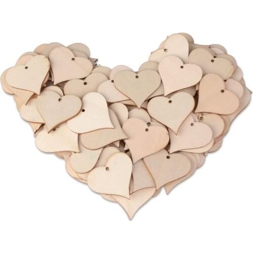 Practical Wooden Love Heart Slices Name Tags Wood Art Craft Pieces for Wedding DIY Projects Card Making 100pcs