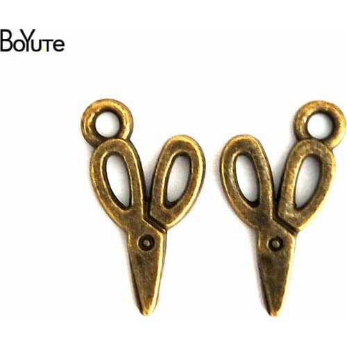 BoYuTe (200 Pieces/Lot) 10*15MM Antique Bronze Zinc Alloy Scissor Charms Pendant Diy Jewelry Findings Accessories Wholesale