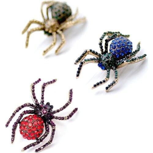 Fashion Mens Womens Spider Rhinestone Brooch Suit Brooch Pin Jewelry Best Gift Clothing Clothes Pin Accessories