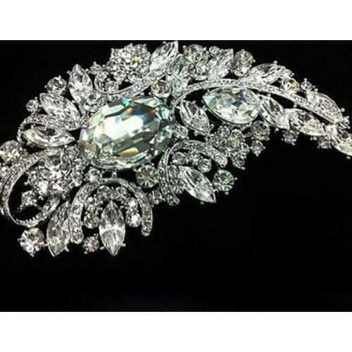 Elegance Rhinestone Large Brooches for Women Crystal Flower Brooch Pin Jewelry Accessories