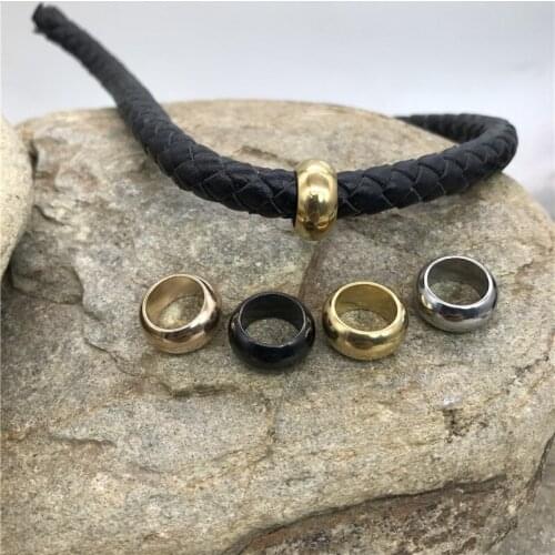 8.89mm Hole 316l Stainless Steel Glaze Spacer Beads Charms For Mens Leather Bracelet DIY Jewelry Making Wholesales