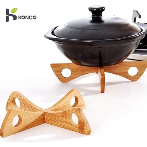 Konco Wood Tray Rack Detachable Wood Table Mat Kitchen Pot Heat Insulated Cooling Dish Potholders Holder Kitchen Gadget Holder