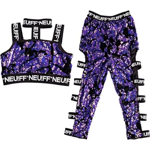 Children Jazz Dance Costumes Sequins Girls Street Dance Show Clothes Kids Hip Hop Stage Dancing Suits Jazz dance dress for girls