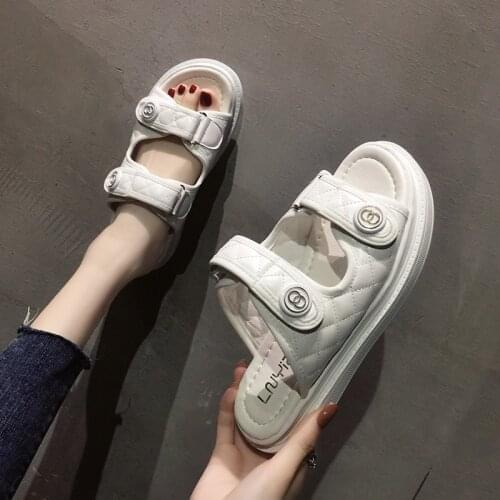 Designer Woman PU Leather Sandals Beach Slippers Casual Latest Fashion Platform Slides Female Flip Flops Outdoor Shoes