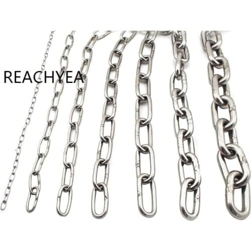 5Meters/1Meter 1.2mm 1.5mm 2mm 3mm 4mm 5mm 6mm8mm Thickness 304 Stainless Steel Ordinary Long link Chain Pet Dog Chain Hardware